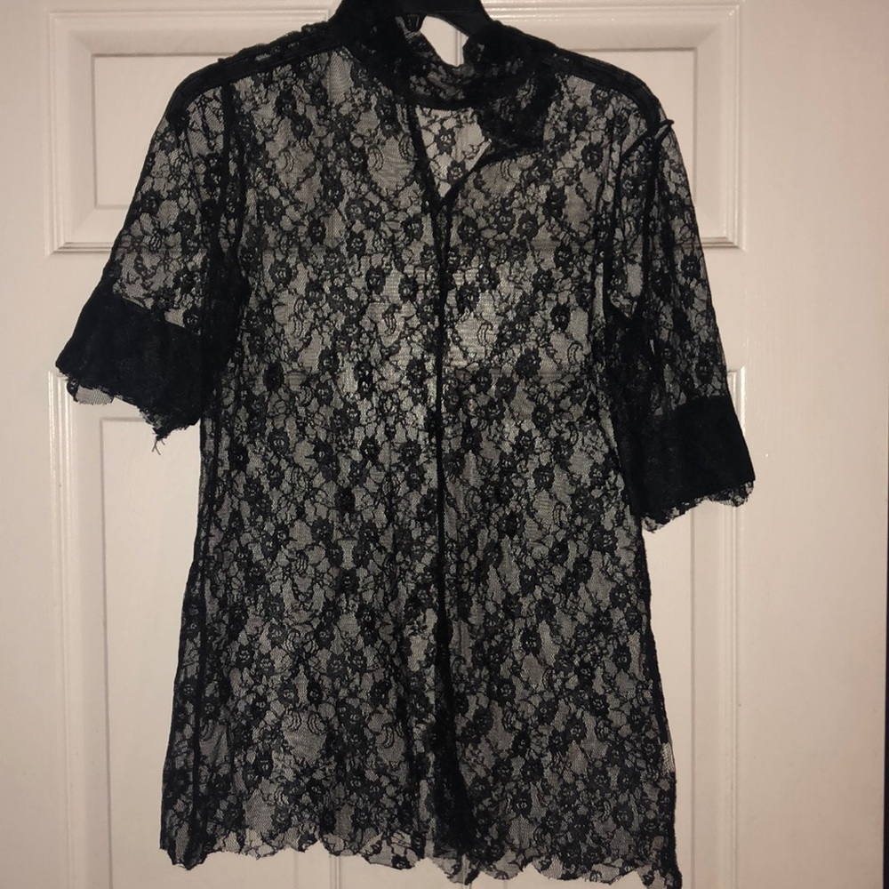 Lace top with mock neck
